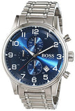 Hugo Boss Aeroliner Chronograph Blue Dial Silver Steel Strap Watch for Men - 1513183