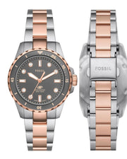 Fossil Blue Dive Three Hand Gray Dial Two Tone Steel Strap Watch For Women - ES5348
