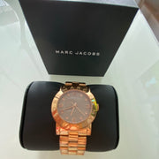 Marc Jacobs Amy Mother of Pearl Black Dial Rose Gold Steel Strap Watch for Women - MBM8610