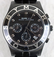 Marc Jacobs Blade Chronograph Black Dial Black Steel Strap Watch for Women - MBM3083