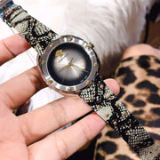 Versace Shadov Quartz Silver Dial Snakeskin Green Leather Strap Watch for Women - VEBM00718