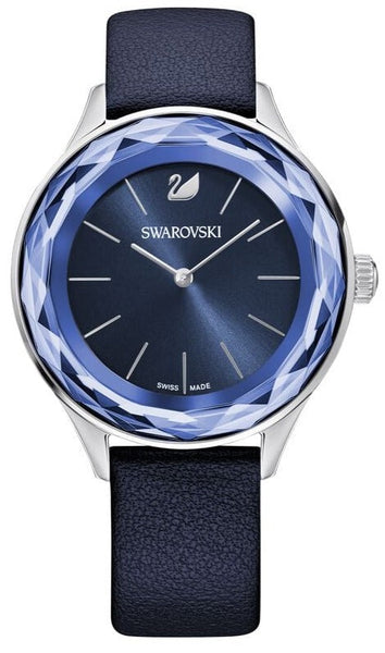 Swarovski Octea Nova Blue Dial Blue Leather Strap Watch for Women