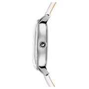 Swarovski Crystalline Hours Silver Dial White Leather Strap Watch for Women - 5295383
