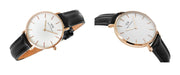 Daniel Wellington Petite Sheffield White Dial Black Leather Strap Watch For Women - DW00100174
