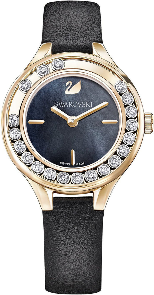 Swarovski Lovely Crystals Analog Black Dial Black Leather Strap Watch for Women - 5301877
