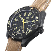 Tag Heuer Aquaracer 300 Calibre 5 Automatic Black Dial Brown Nylon Strap Watch for Men - WAY208C.FC6383