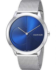 Calvin Klein Minimal Blue Dial Silver Mesh Bracelet Watch for Men - K3M2112N