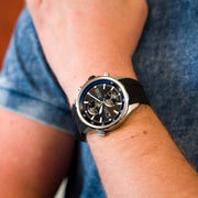 Hugo Boss Globetrotter Chronograph Black Dial Black Silicone Strap Watch for Men - 1513820