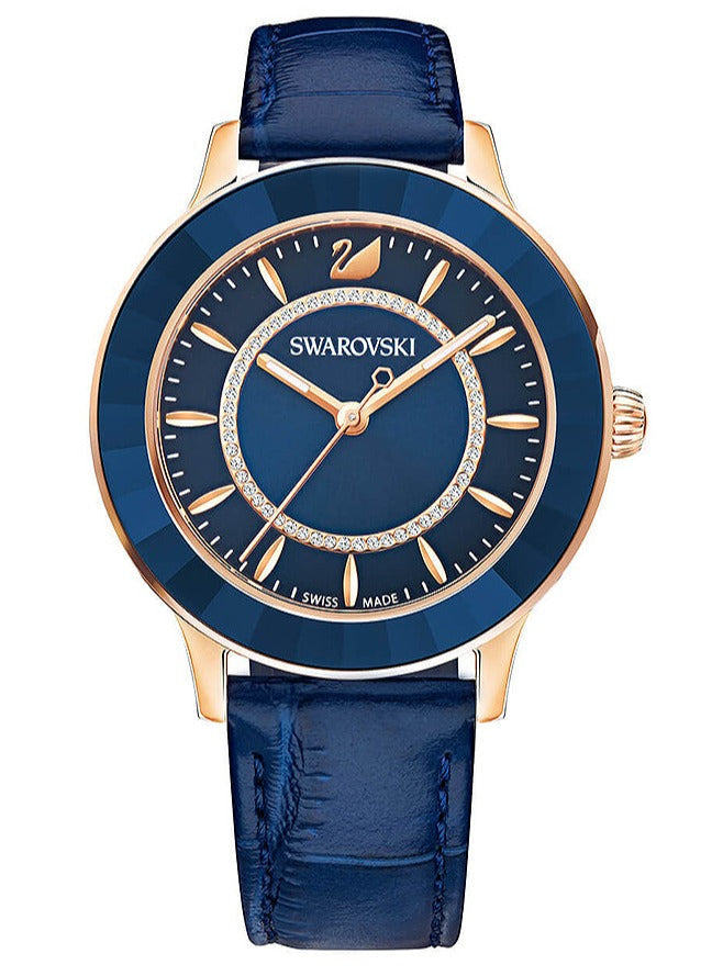 Swarovski Octea Lux Blue Dial Blue Leather Strap Watch for Women - 541
