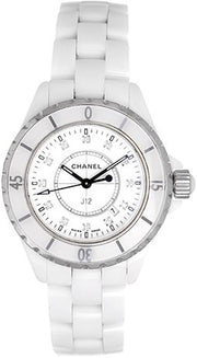 Chanel J12 Diamonds Ceramic White Dial White Steel Strap Watch for Women - J12 H1628