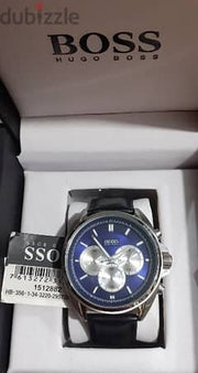 Hugo Boss Driver Chronograph Blue Dial Black Leather Strap Watch for Men - 1512882
