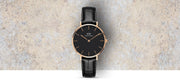 Daniel Wellington Classic Petite Reading Black Dial Black Leather Strap Watch For Women - DW00100167