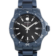 Movado Series 800 Black Dial Blue Ion Plated Steel Strap Watch for Men - 2600139
