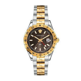 Versace Hellenyium GMT Black Dial Two Tone Steel Strap Watch for Men - V11040015