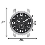 Fossil Nate Chronograph Black Dial Silver Steel Strap Watch for Men - JR1353