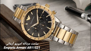 Emporio Armani Chronograph Black Dial Two Tone Steel Strap Watch For Men - AR11521