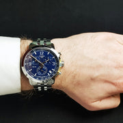 Tissot PRC 200 Chronograph Blue Dial Silver Steel Strap Watch For Men - T114.417.11.047.00