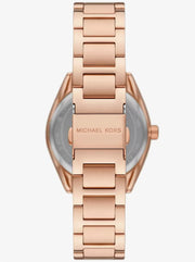 Michael Kors Janelle Quartz Maroon Dial Rose Gold Steel Strap Watch For Women - MK7382