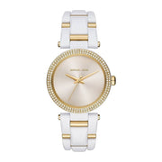 Michael Kors Delray Rose Gold Dial White Steel Strap Watch for Women - MK4315