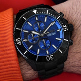 Hugo Boss Ocean Edition Chronograph Navy Blue Dial Black Steel Strap Watch for Men - 1513743