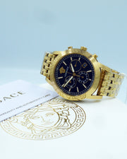 Versace Sport Tech Chronograph Black Dial Gold Steel Strap Watch for Men - VELT00419