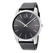 Calvin Klein City Black Dial Black Leather Strap Watch for Men - K2G21107