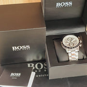 Hugo Boss Rafale Competitive Sport Chronograph Silver Dial Silver Steel Strap Watch for Men - 1513511
