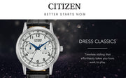 Citizen Eco Drive Silver Dial Black Leather Strap Watch For Men - AO9000-06B