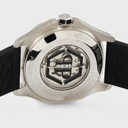 Philipp Plein High-Conic Automatic Silver Dial Black Silicone Strap Watch For Men- PWRAA0123