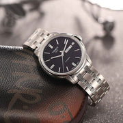 Tissot Automatics III Black Dial Silver Steel Strap Watch For Men - T065.430.11.051.00