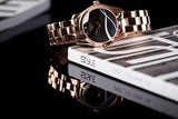 Tissot T Wave Black Dial Rose Gold Steel Strap Watch For Women - T112.210.33.051.00