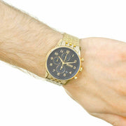 Hugo Boss Navigator Chronograph Black Dial Gold Steel Strap Watch for Men - 1513531