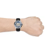 Fossil Townsman Automatic Skeleton Blue Dial Black Leather Strap Watch for Men - ME3200