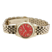 Michael Kors Lexington Quartz Orange Dial Gold Steel Strap Watch For Women - MK3284