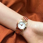 Marc Jacobs Mini Amy White Dial Rose Gold Steel Strap Watch for Women - MBM3078