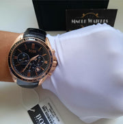 Hugo Boss Driver Chronograph Black Dial Black Leather Strap Watch for Men - 1513092