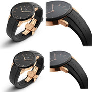 Daniel Wellington Iconic Motion Black Dial Rubber Strap Watch For Women - DW00100426