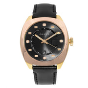 Gucci GG2570 Quartz Black Dial Black Leather Strap Watch For Men - YA142309