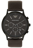 Emporio Armani Sportivo Chronograph Black Dial Brown Leather Strap Watch For Men - AR2462