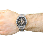 Hugo Boss Grand Prix Chronograph Black Dial Two Tone Steel Strap Watch for Men - 1513473