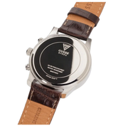 Guess Exec Chronograph White Dial Brown Leather Strap Watch For Men - W0076G2