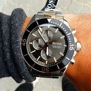 Hugo Boss Ocean Edition Chronograph Black Dial Two Tone Steel Strap Watch for Men - 1513705