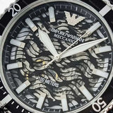 Emporio Armani Sea Explorer Meccanico Automatic Black Dial Black Silicone Strap Watch For Men - AR60062