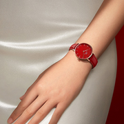 Daniel Wellington Petite Red Dial Red Leather Strap Watch For Women - DW00100405