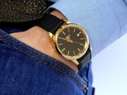 Tissot T Classic Dream Black Dial Black Leather Strap Watch for Men - T033.410.36.051.01