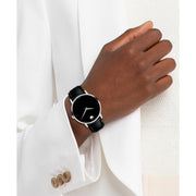 Movado Museum Classic Black Dial Black Leather Strap Watch for Men - 0607194