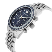 Emporio Armani Sportivo Chronograph Blue Dial Silver Steel Strap Watch For Men - AR6072