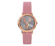 Versace Virtus Quartz Grey Dial Pink Leather Strap Watch for Women - VEHC00319