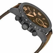 Fossil Nate Chronograph Brown Dial Brown Leather Strap Watch for Men - JR1487