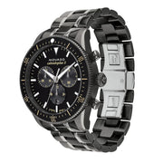 Movado Heritage Calendoplan Chronograph Black Dial Black Steel Strap Watch For Men - 3650125